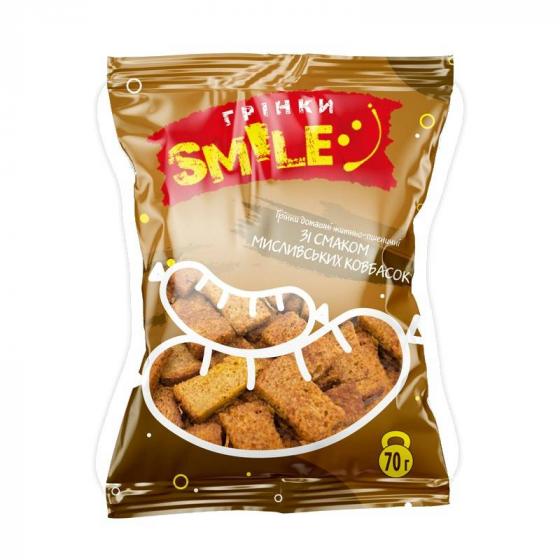 Грінки домашні Smile зі смаком мисливських ковбасок 70г (100 шт/ящ)